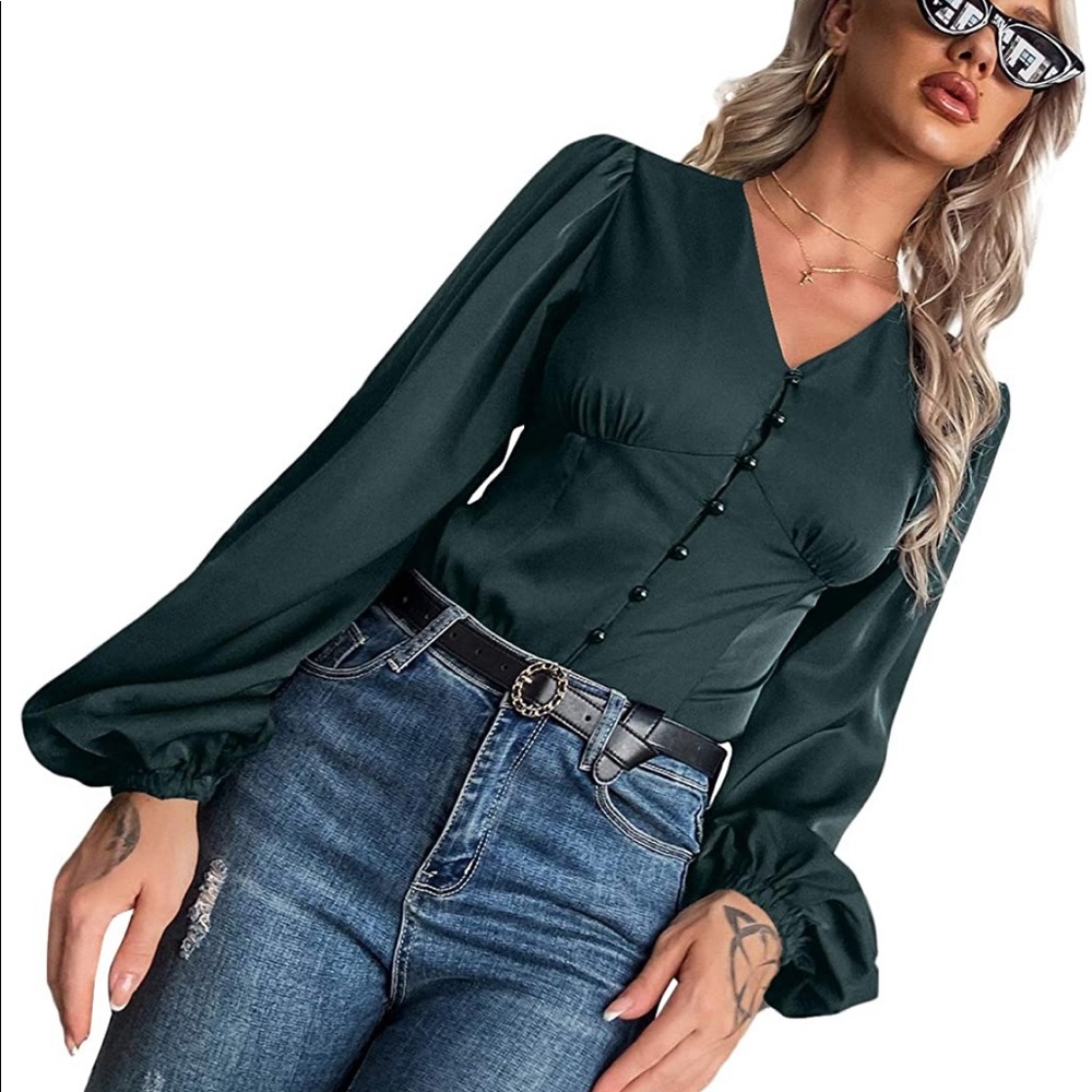 Teal Button Up Blouse